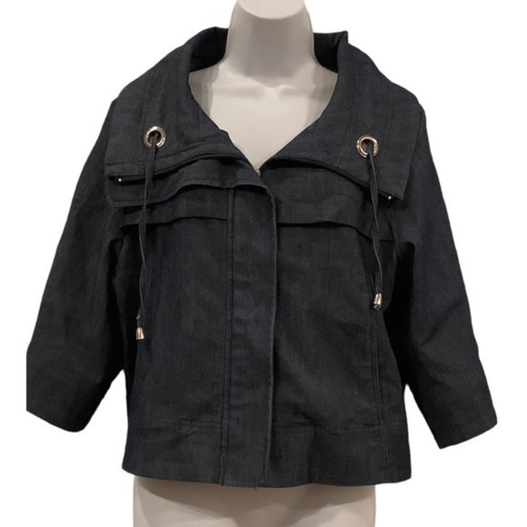 Sandro Jackets & Blazers - Sandro‎ Dark Denim Cropped Zipper Jacket SIZE XL